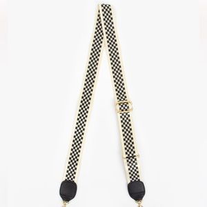 Clare V crossbody strap, Black and cream checkered pattern, adjustable, NWT